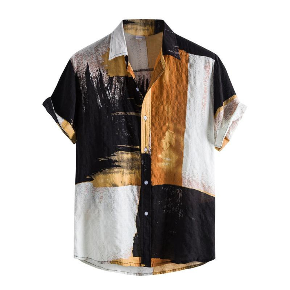 Summer Clothing Resort - Atasan Pria Motif Kotak-kotak Retro Hawaii