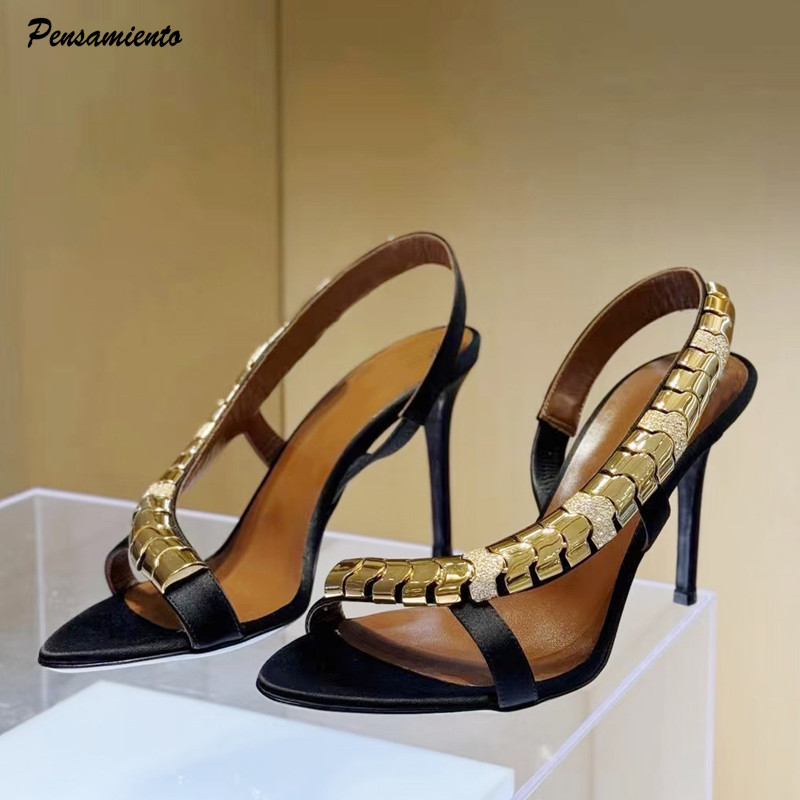 Summer Clothing Sale - Sandal Gladiator Wanita Satin Berpayet Rhinestone