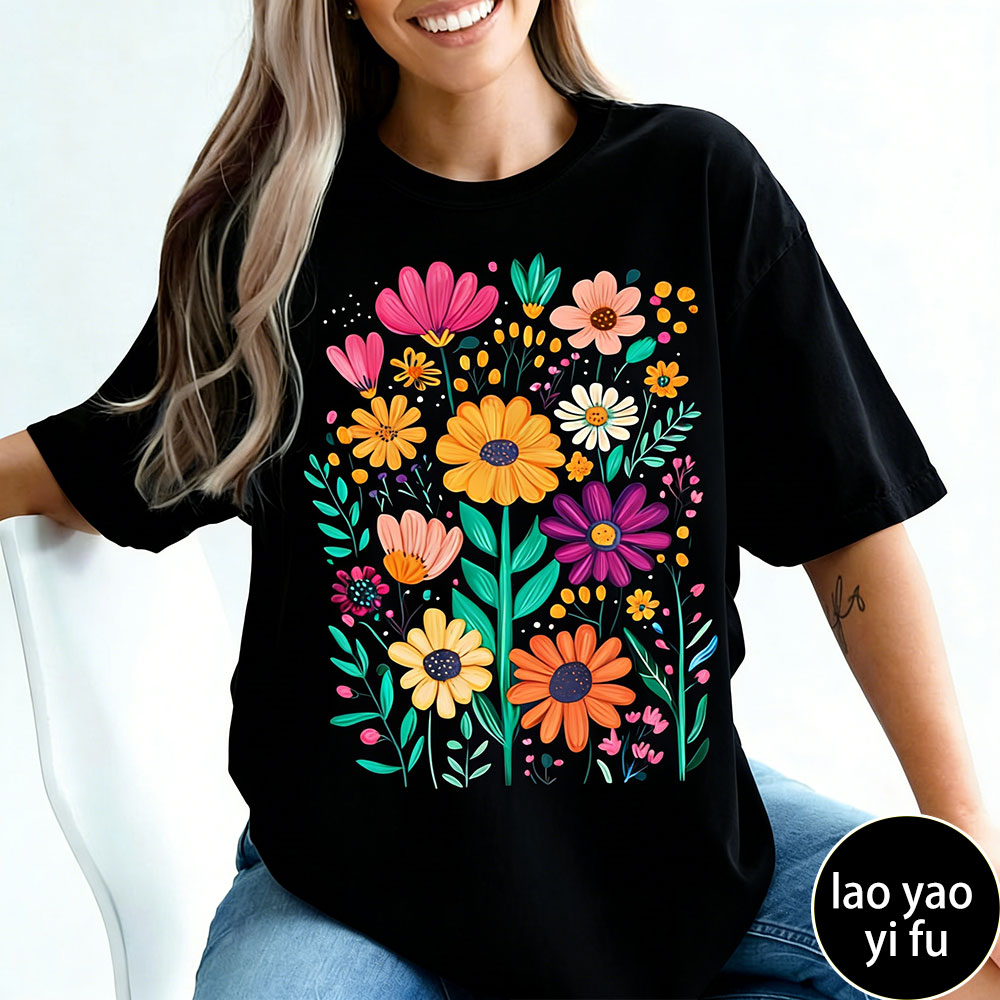 Summer Clothing Vibes - Kaus Wanita Motif Bunga Musim Panas
