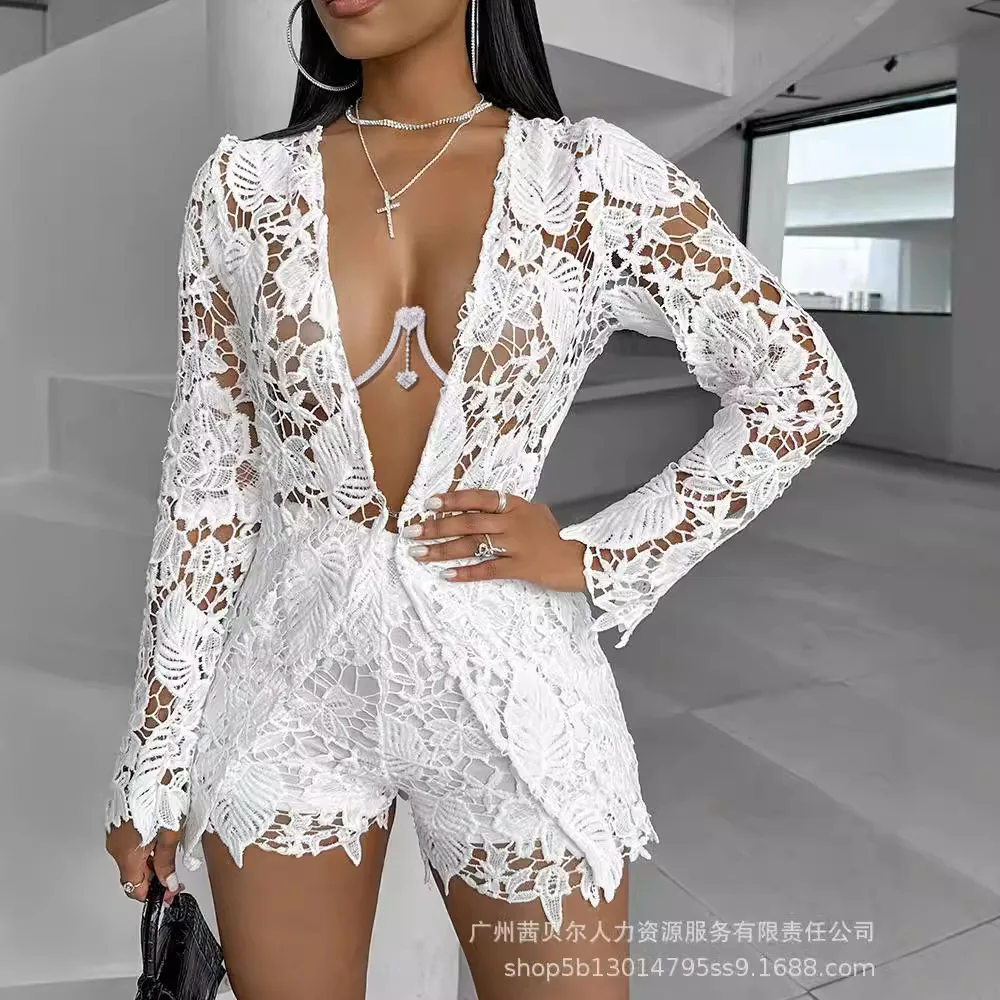 Summer Clothing Linen - Kemeja pendek seksi Wanita Atasan berlubang