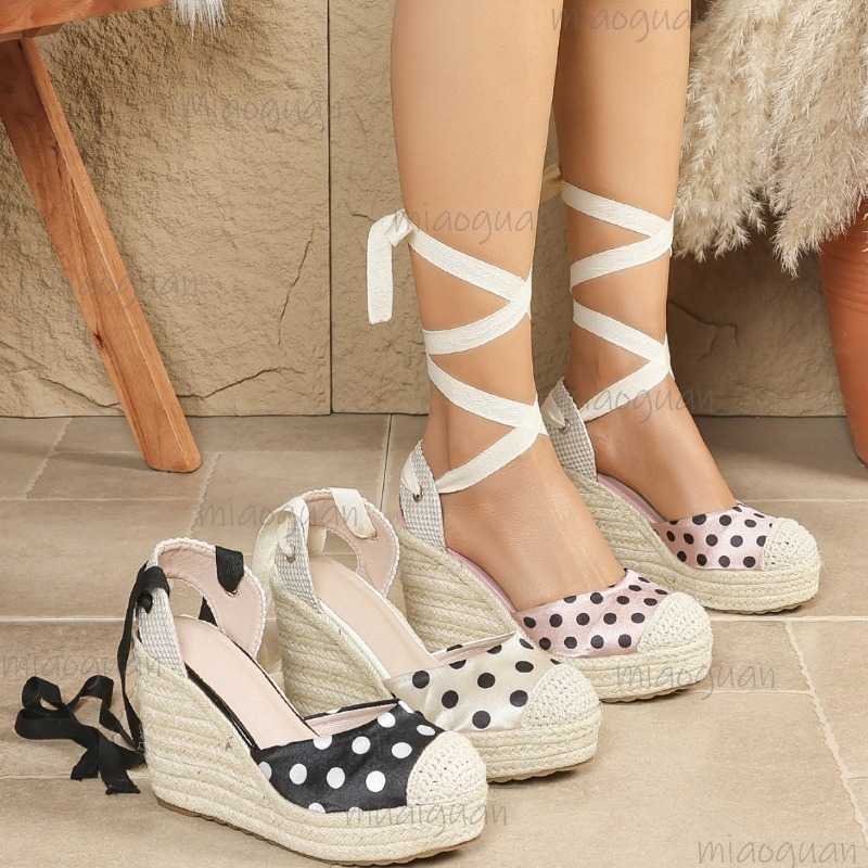 Espadrille Sandal Women - Sandal Espadrille Wanita Motif Polkadot Musim