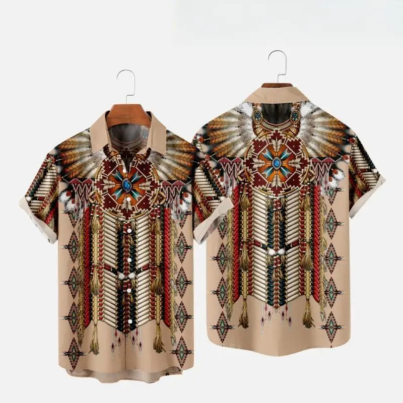 Indian Summer Vintage Clothing - Kemeja pantai motif 3D, pakaian atasan