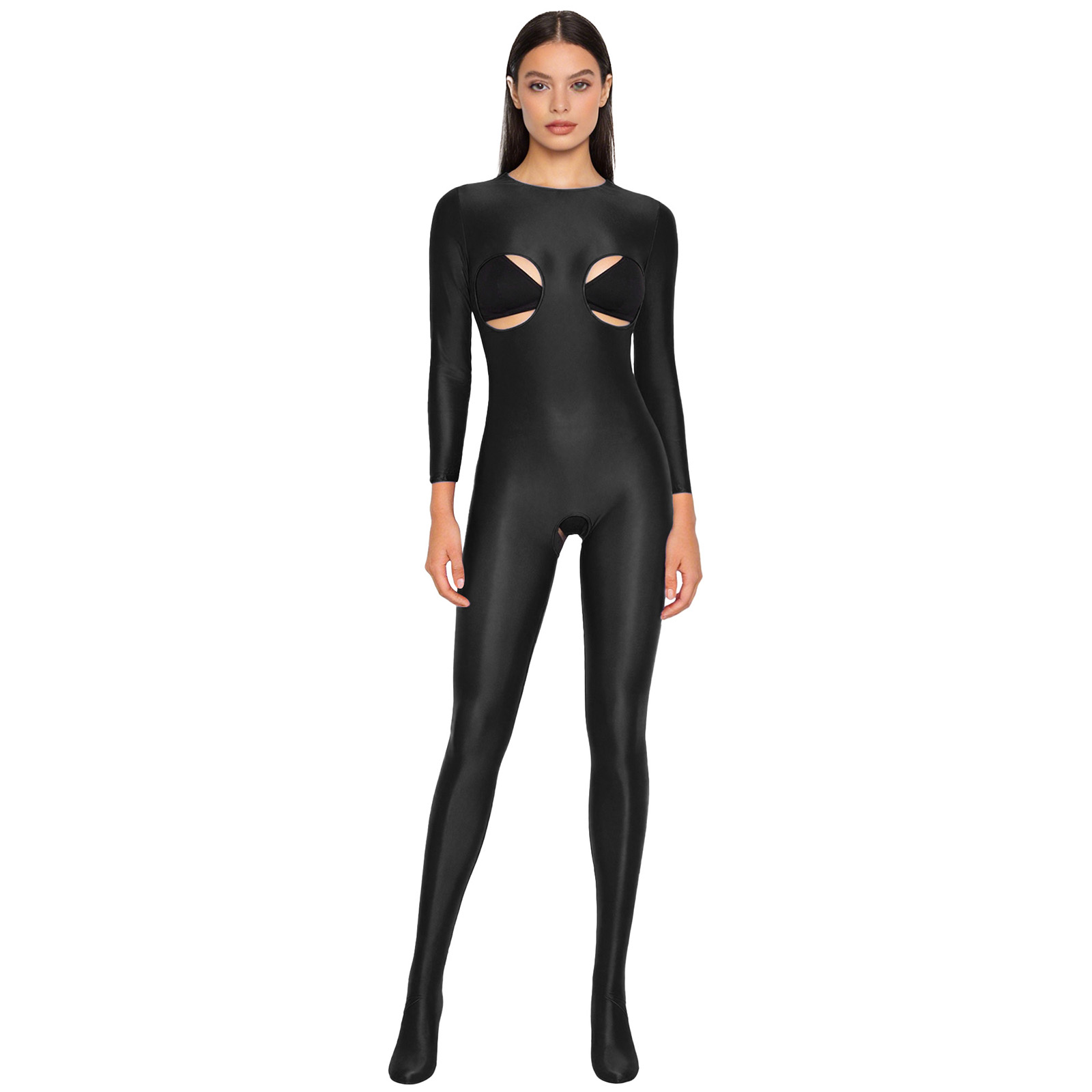 Xl Summer Clothing - Unitard Jumpsuit Wanita Mengkilap Elastis dengan