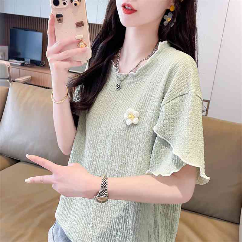 Summer Clothing For Teens - Kaos Wanita Korea Ruffles All-match Youth