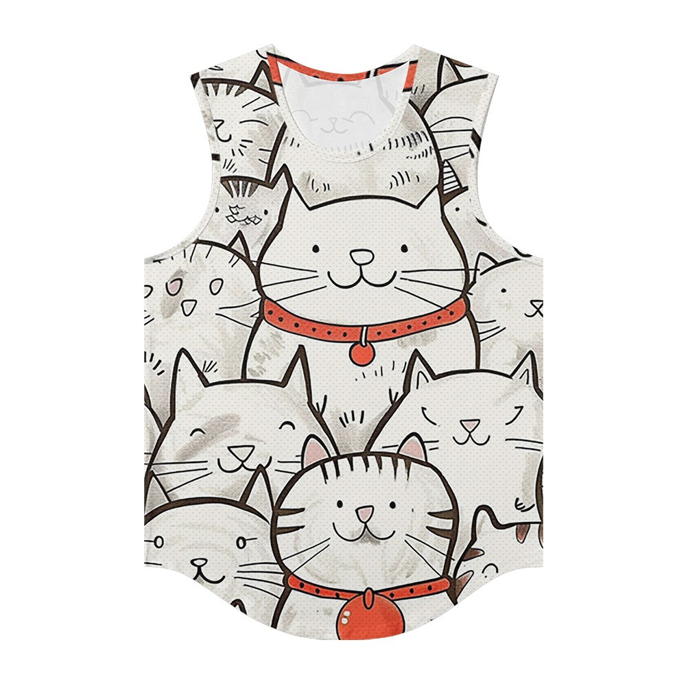 Summer Clothing Essentials Men - Rompi Pria Trendi Kawaii Kucing Beruntung