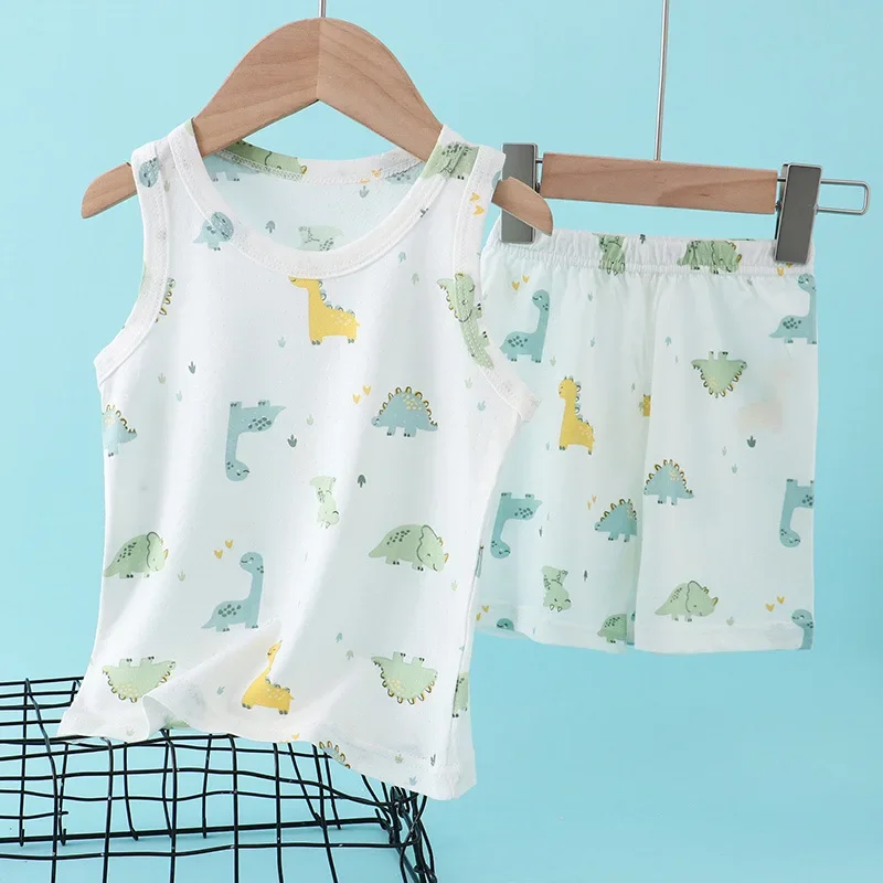 Summer Clothing Toddler - Setelan Rompi Katun Bambu Anak-anak Pakaian