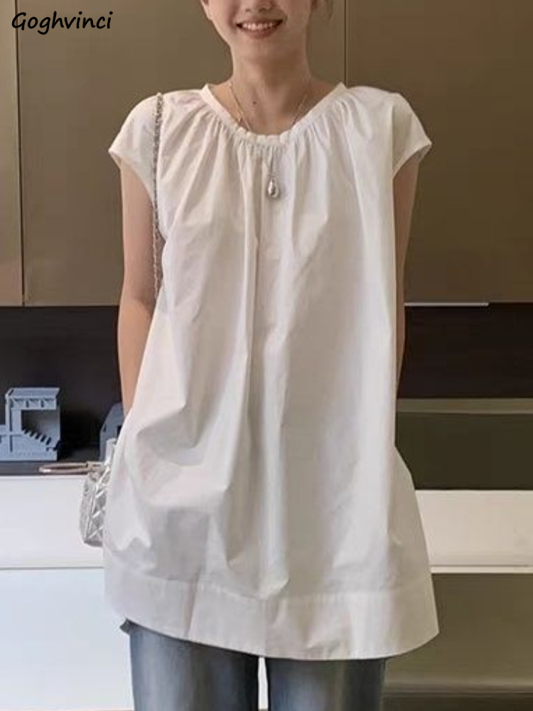 Summer Clothing In French - Blus tanpa lengan wanita Vintage Solid