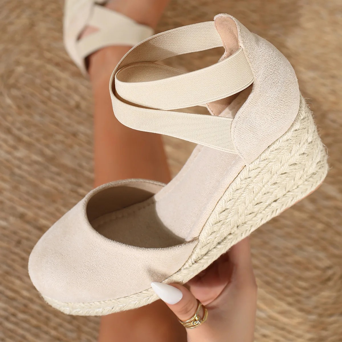 Espadrille Sandal Women - Sandal Wedges Espadrille Wanita dengan Tali