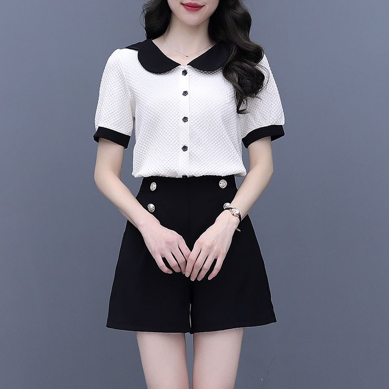 Summer Clothing Trends 2025 Women'S - Set Pendek Kancing Warna Kontras untuk