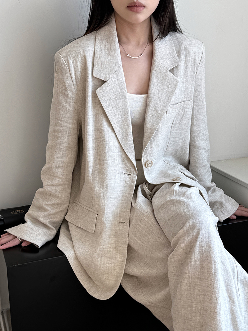 Summer Clothing Linen - Set Jaket Blazer Bahan Linen Kelas