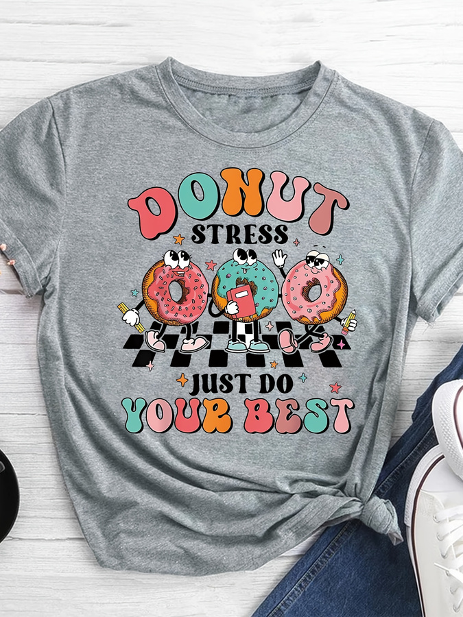 Summer Clothing Trends 2025 Women'S - Kaos Cetak Donat Kartun, Atasan Kasual