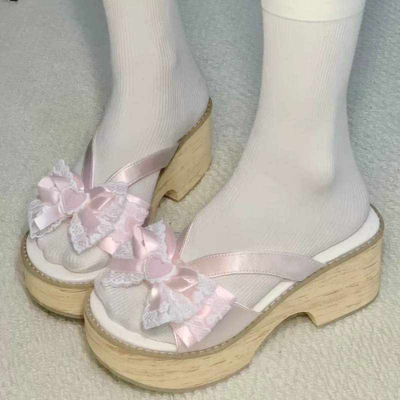 Summer Clothing Sale - Sandal Platform Tebal Motif Kayu Sweet