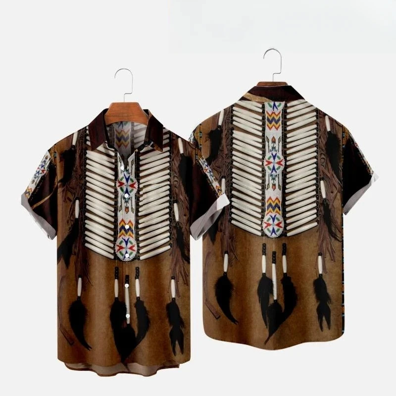 Indian Summer Vintage Clothing - Kemeja Pantai Gambar Cetak 3D Gaya