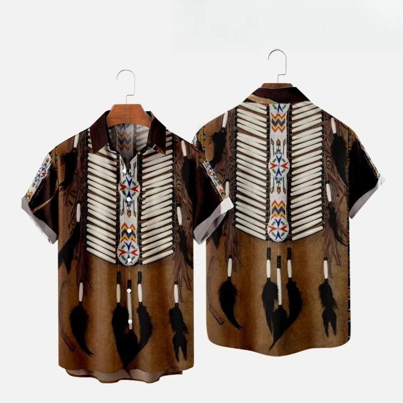 Indian Summer Vintage Clothing - Kemeja Pantai Gambar 3D Gaya Etnik