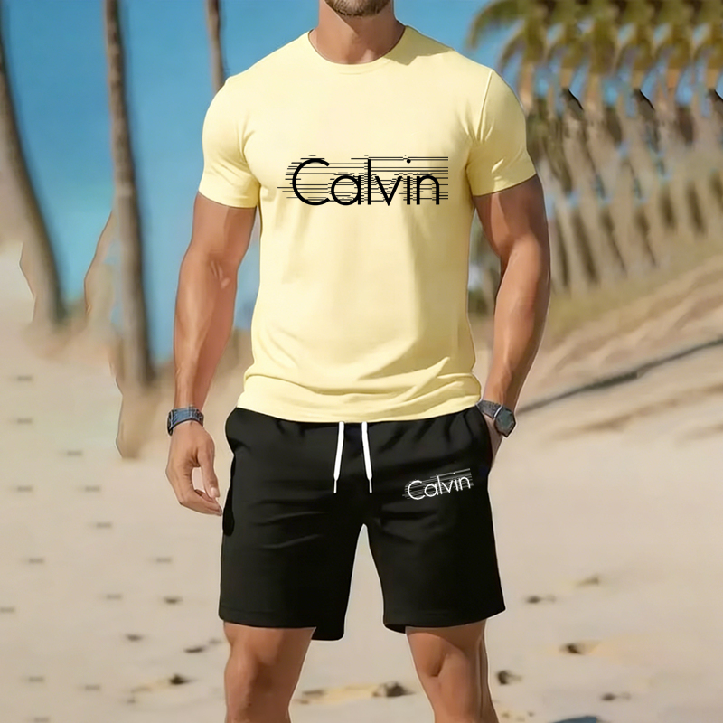 Summer Clothing Discount - Setelan olahraga pria dua potong, kaos