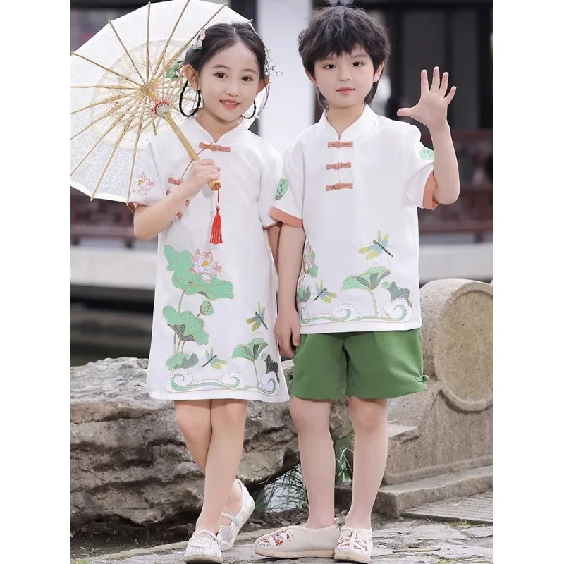 Summer Clothing Online - Setelan Cheongsam anak laki-laki dan perempuan,