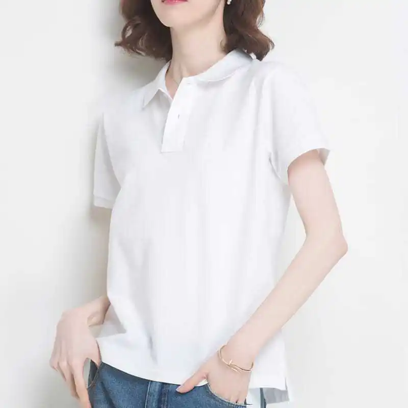 Summer Clothing Trends 2025 Women'S - Kemeja Kerah Polo Wanita Polos Putih