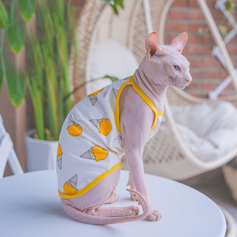 Soft Summer Yellow Clothing - Sphynx pakaian kucing Sphinx rompi katun
