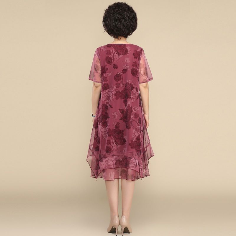 Gaun lengan pendek leher-o, ba - Summer Clothing For 70 Year Old Woman ulasan dan harga