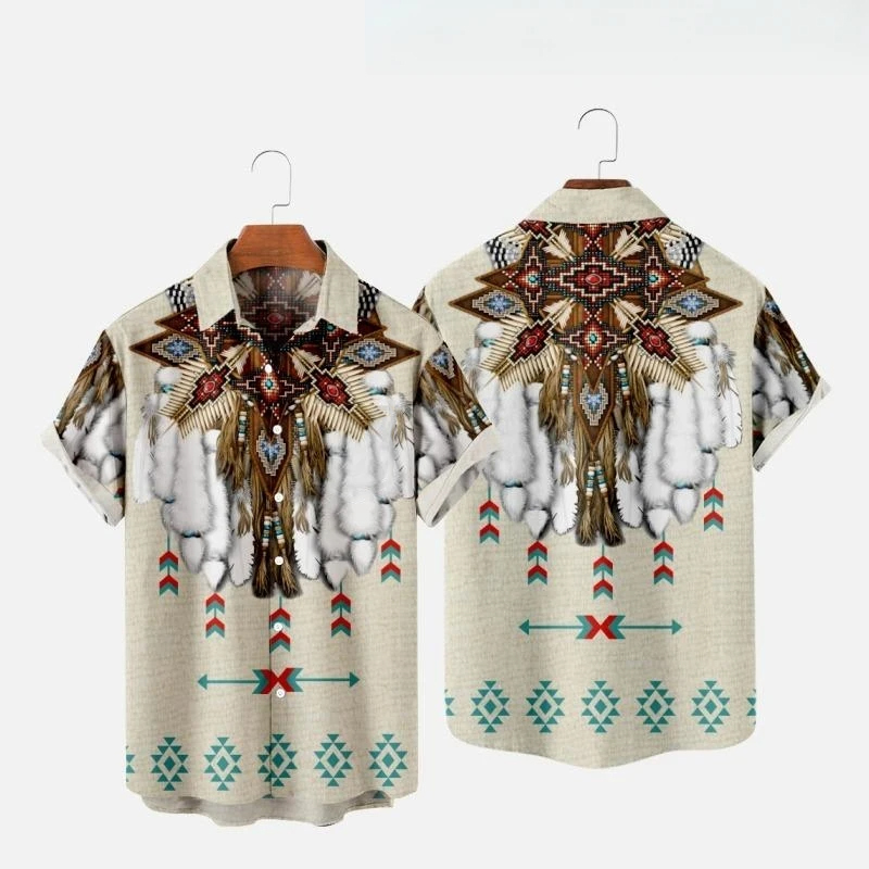 Kemeja pantai motif 3D, pakaia - Indian Summer Vintage Clothing ulasan dan harga