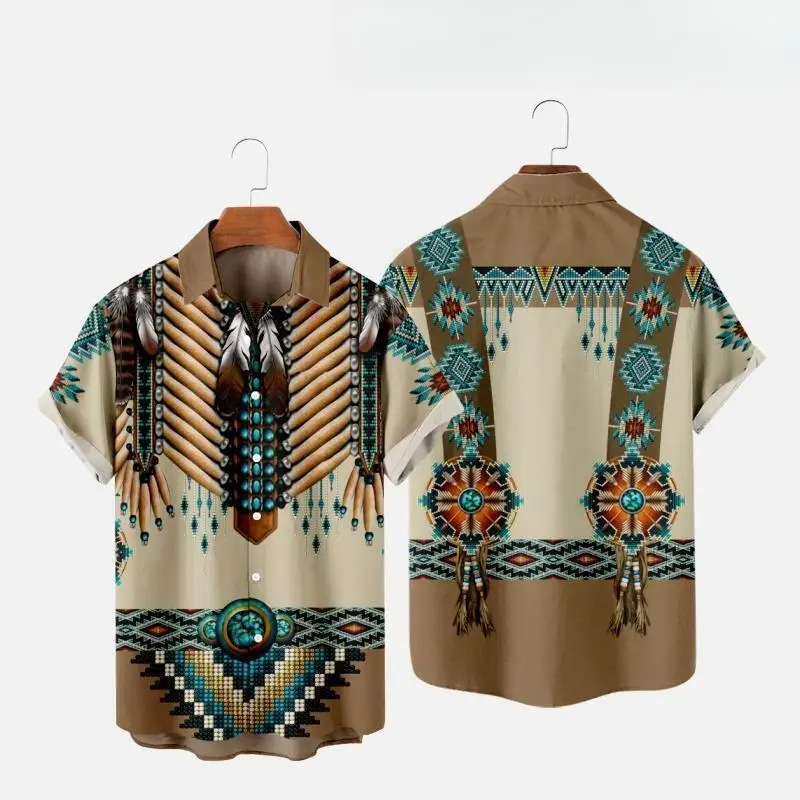 Kemeja pantai motif 3D, pakaia - Indian Summer Vintage Clothing ulasan dan harga