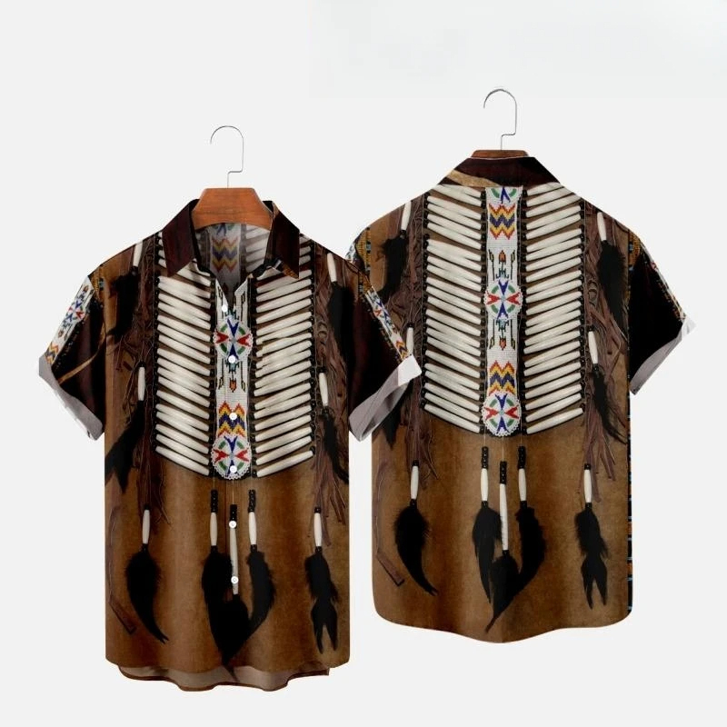 Kemeja pantai motif 3D, pakaia - Indian Summer Vintage Clothing ulasan dan harga