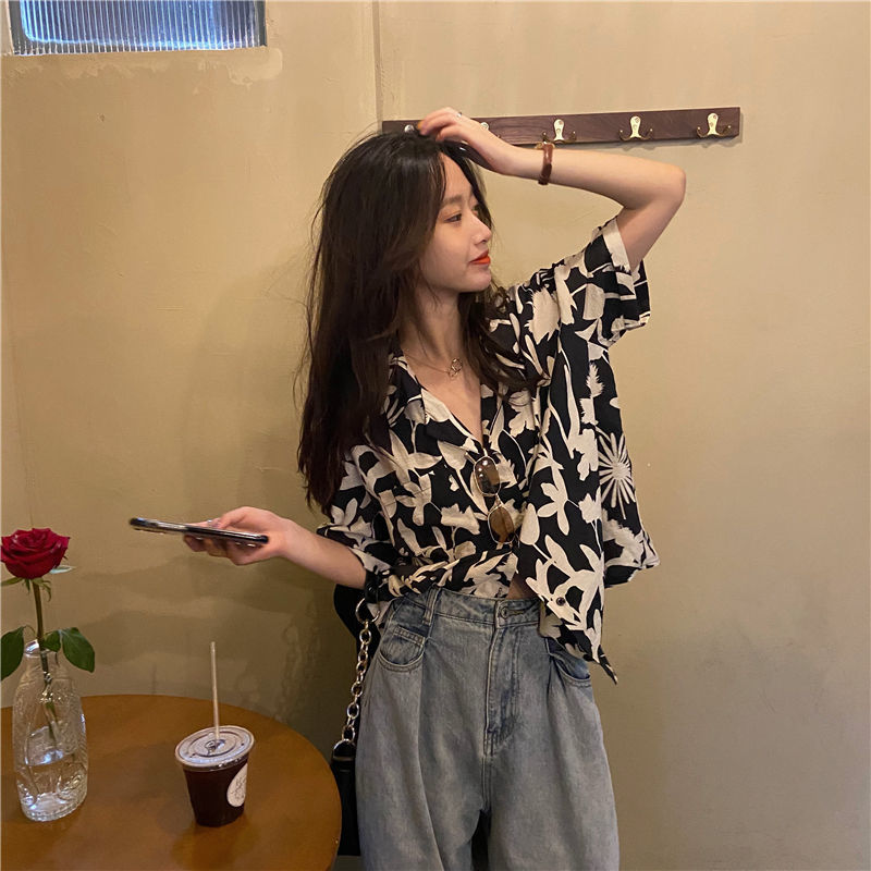 Atasan Kemeja Longgar Motif Ba - Summer Clothing For Teens ulasan dan harga