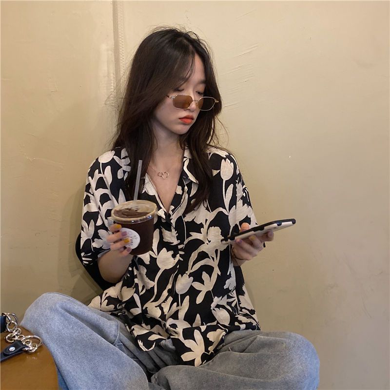 Atasan Kemeja Longgar Motif Ba - Summer Clothing For Teens ulasan dan harga