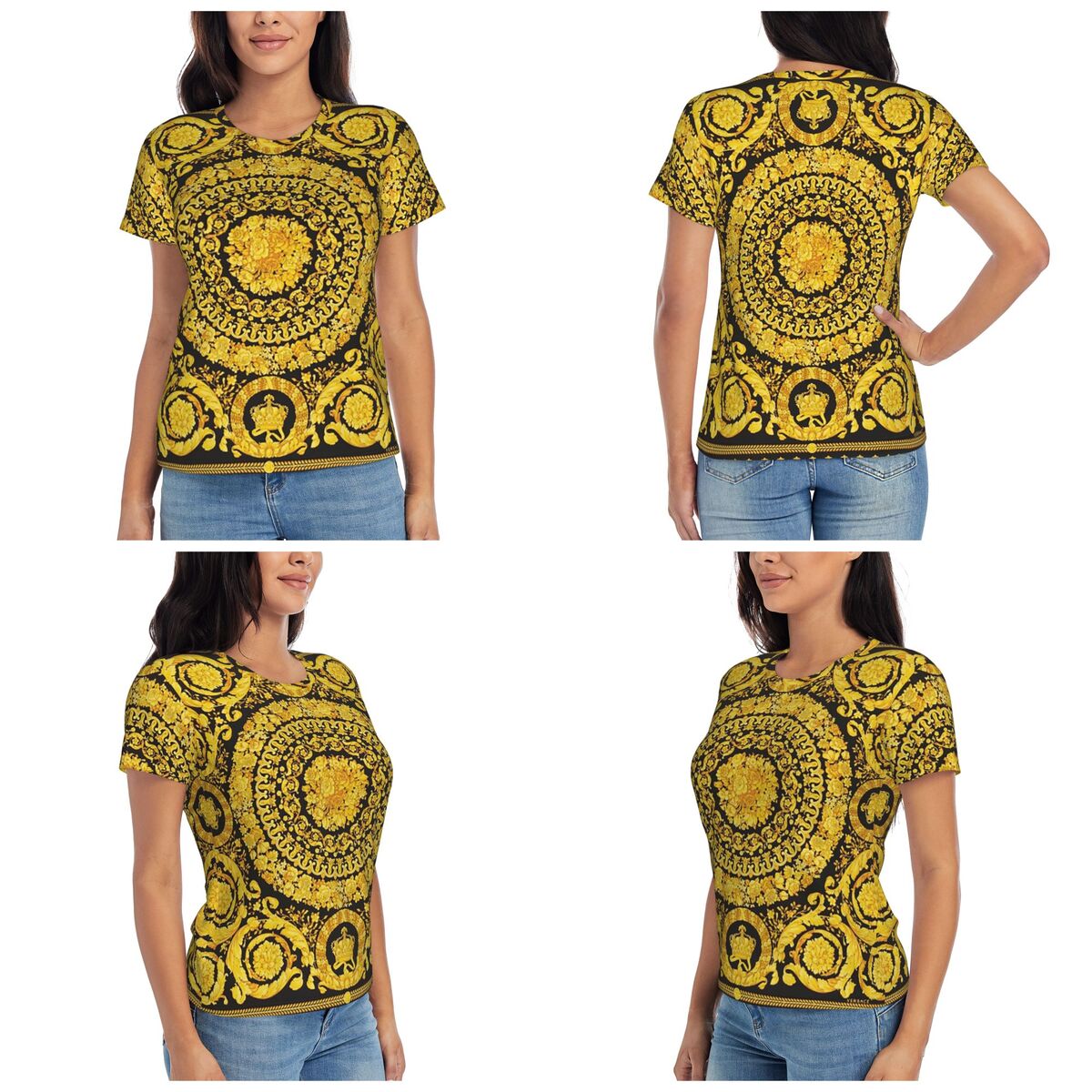 Kaus Barok Medali Emas Dekorat - Summer Clothing For 70 Year Old Woman ulasan dan harga