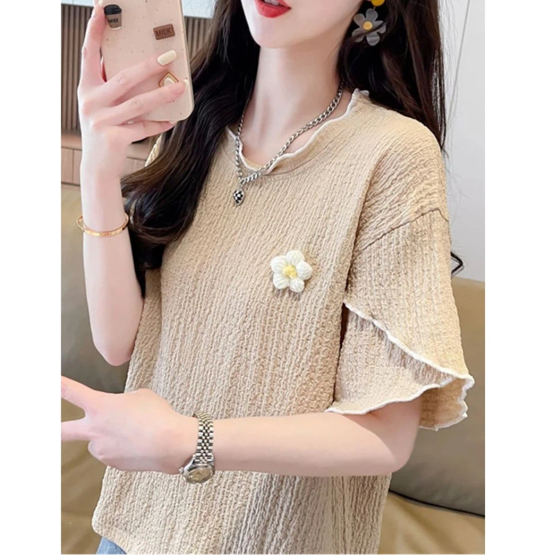 Kaos Wanita Korea Ruffles All- - Summer Clothing For Teens ulasan dan harga
