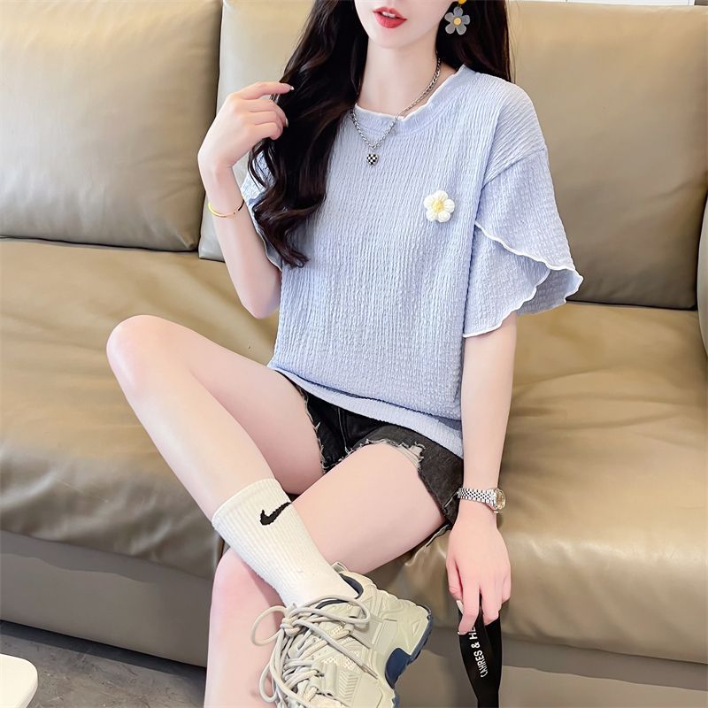 Kaos Wanita Korea Ruffles All- - Summer Clothing For Teens ulasan dan harga