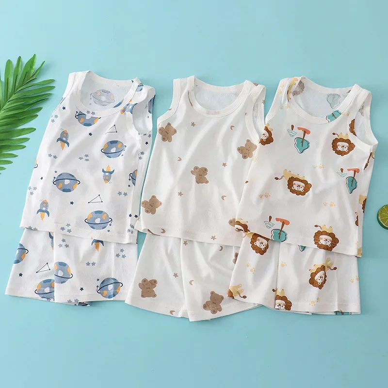 Setelan Rompi Katun Bambu Anak - Summer Clothing Toddler ulasan dan harga