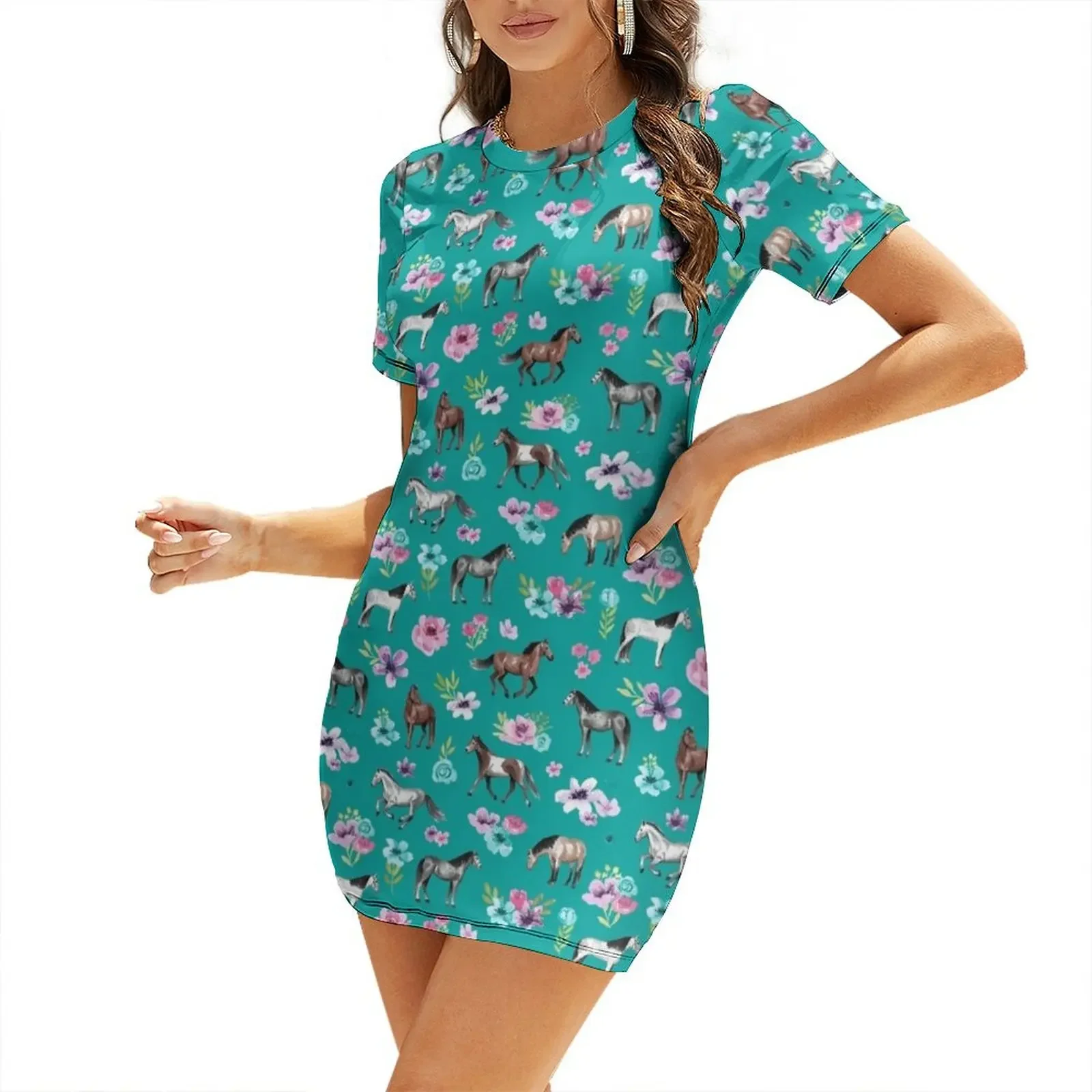 Kuda dan Bunga dengan Motif Te - Summer Clothing Online ulasan dan harga