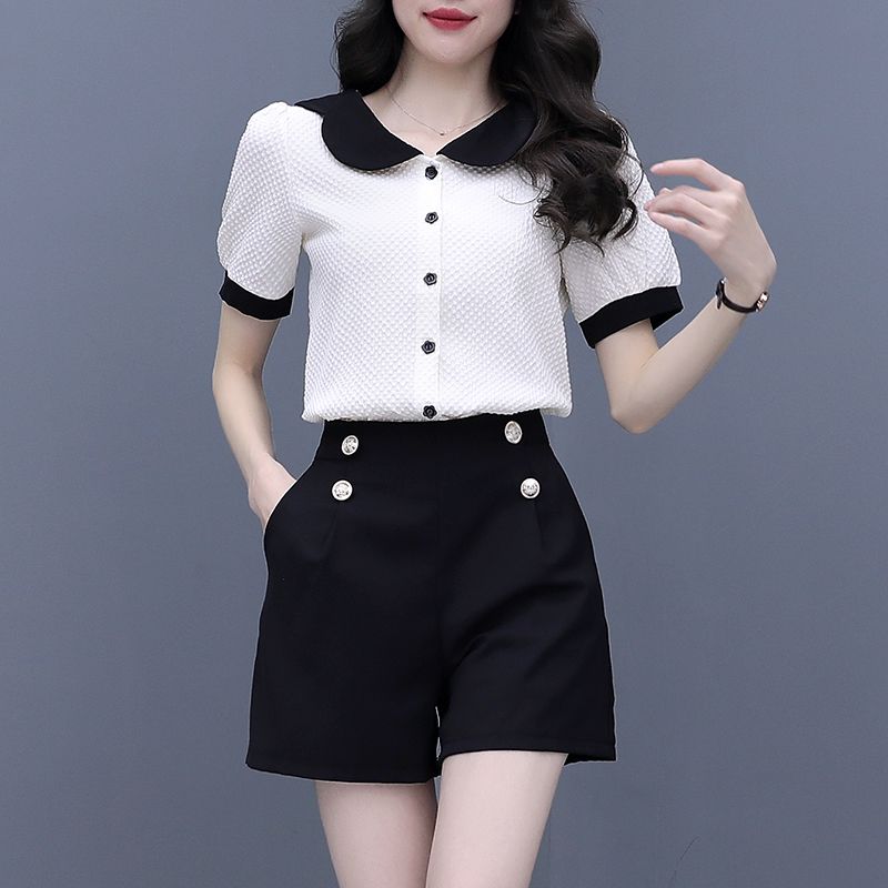 Set Pendek Kancing Warna Kontr - Summer Clothing Trends 2025 Women'S ulasan dan harga