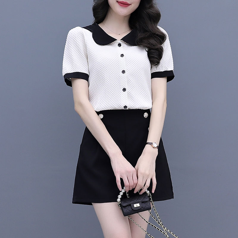 Set Pendek Kancing Warna Kontr - Summer Clothing Trends 2025 Women'S ulasan dan harga