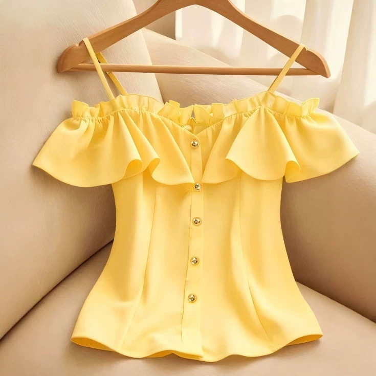 Blus Ramping Kerah Slash Tampi - Summer Clothing Looks ulasan dan harga