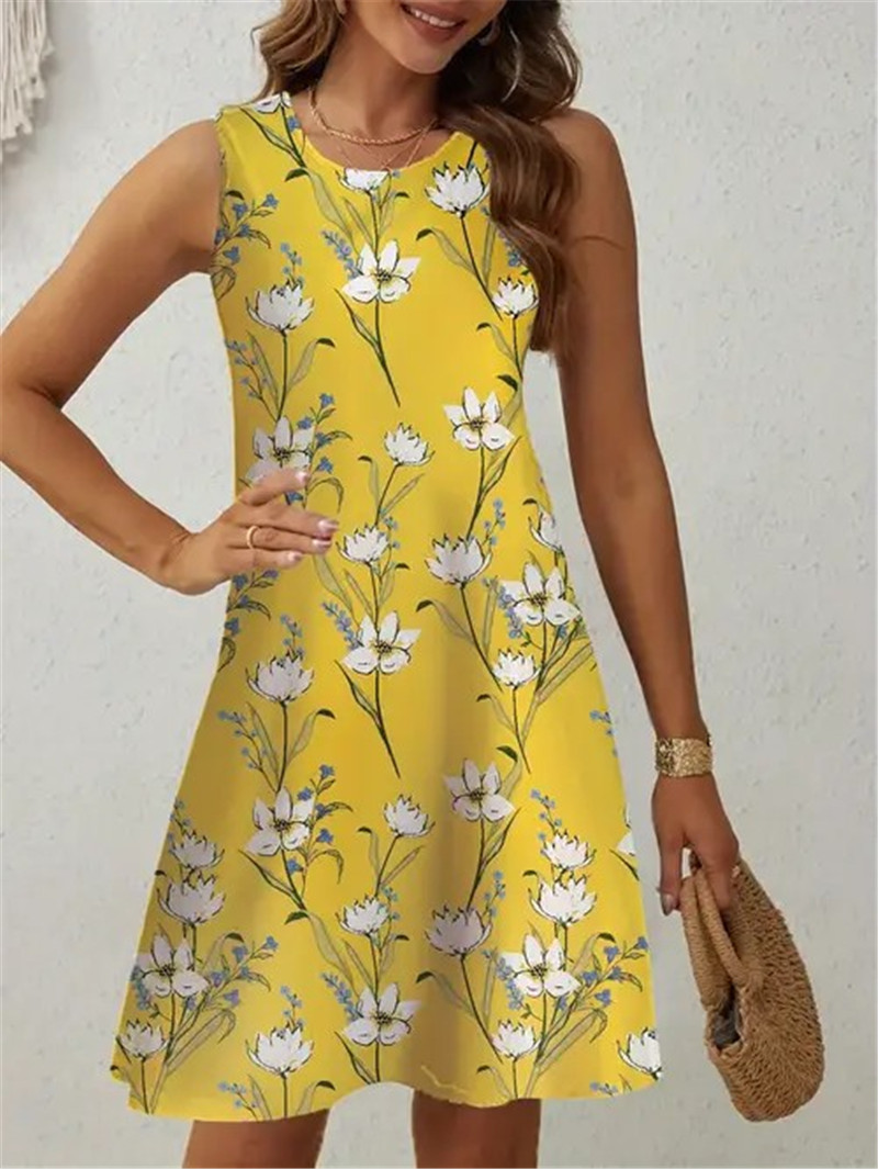 Gaun Bunga Kuning Wanita Tanpa - Soft Summer Yellow Clothing ulasan dan harga