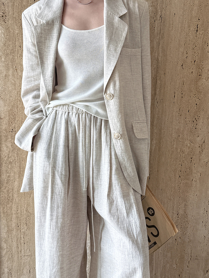 Set Jaket Blazer Bahan Linen K - Summer Clothing Linen ulasan dan harga