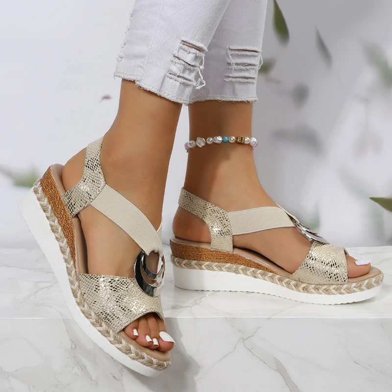 Sandal Wedge gesper logam untu - Espadrille Sandal Women ulasan dan harga