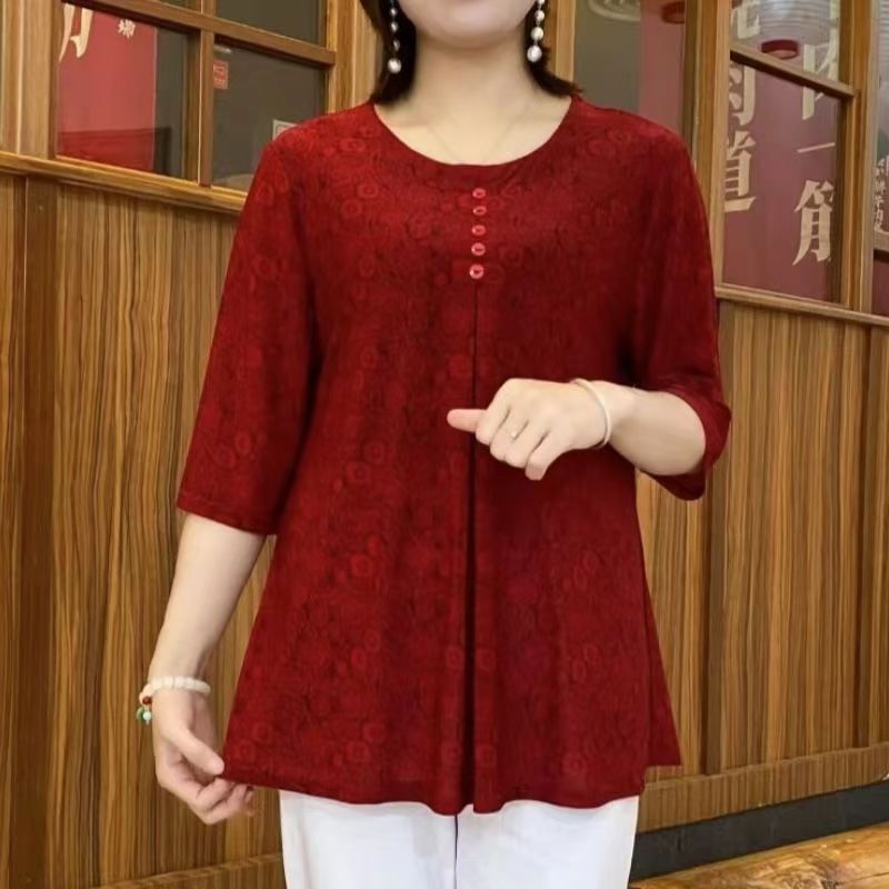 Kaus motif Vintage kasual long - Summer Clothing For 70 Year Old Woman ulasan dan harga