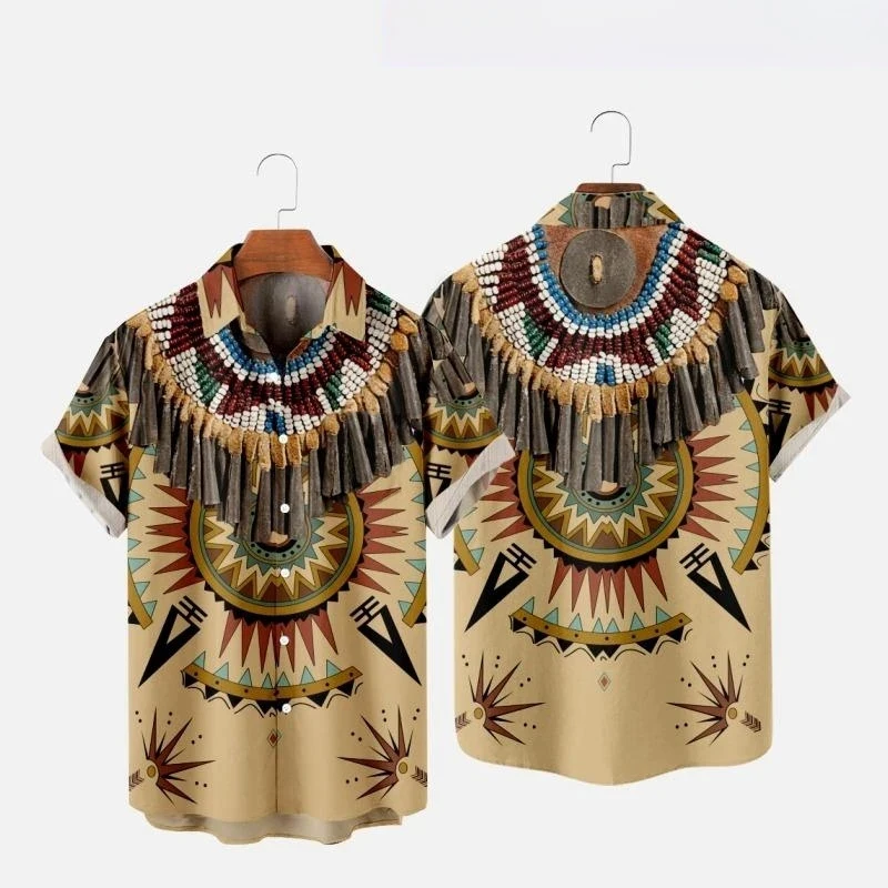 Kemeja Pantai Gambar Cetak 3D  - Indian Summer Vintage Clothing ulasan dan harga
