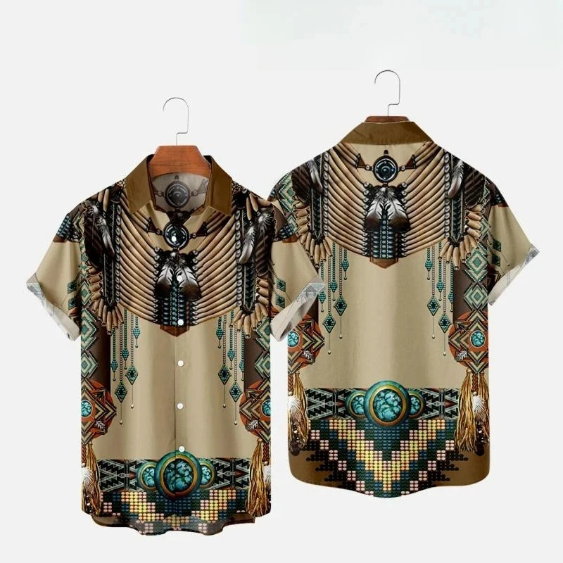 Kemeja Pantai Gambar Cetak 3D  - Indian Summer Vintage Clothing ulasan dan harga