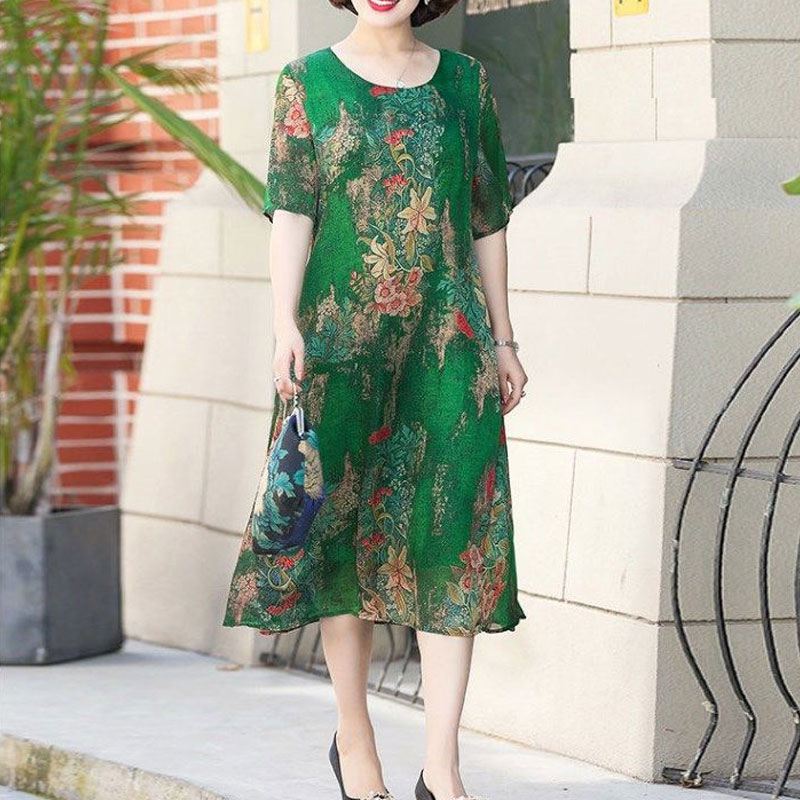 Gaun Midi tak beraturan, mode  - Summer Clothing For 70 Year Old Woman ulasan dan harga
