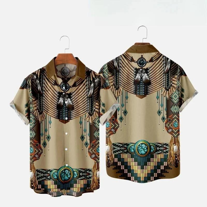 Kemeja Pantai Gambar 3D Gaya E - Indian Summer Vintage Clothing ulasan dan harga