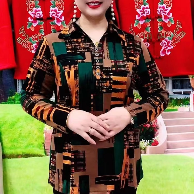 Kemeja geometris berpergian mo - Summer Clothing For 70 Year Old Woman ulasan dan harga