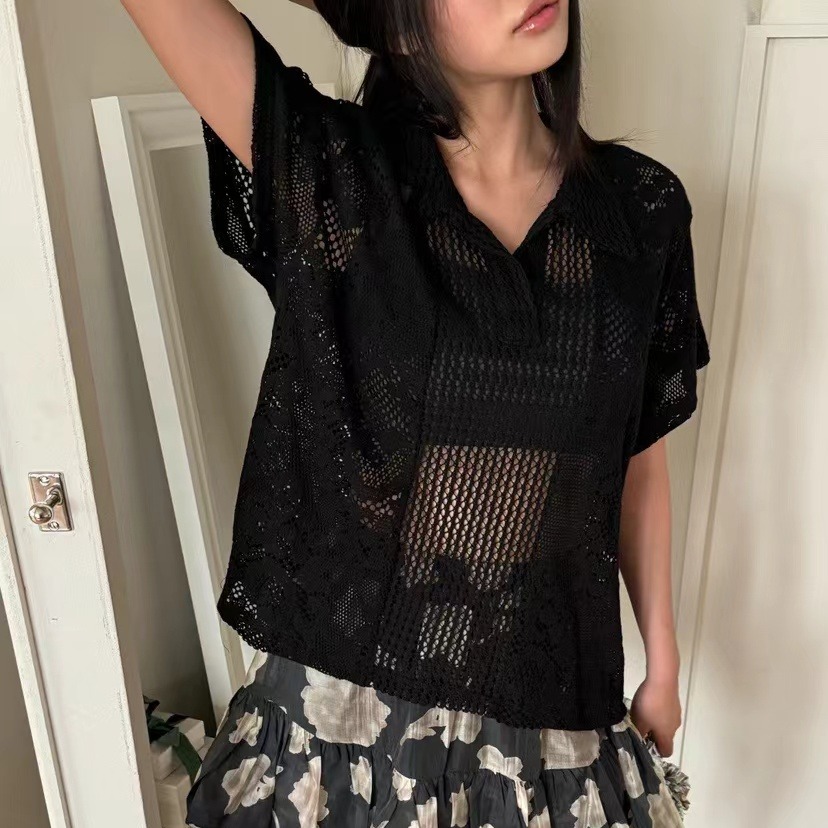 Kemeja Kerah Retro Berenda Wan - Summer Clothing Online ulasan dan harga