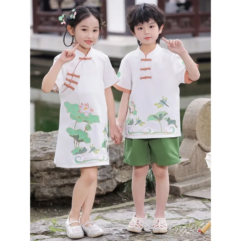 Setelan Cheongsam anak laki-la - Summer Clothing Online ulasan dan harga