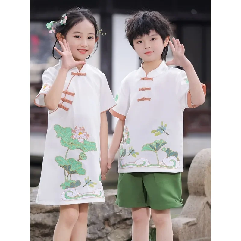 Setelan Cheongsam anak laki-la - Summer Clothing Online ulasan dan harga