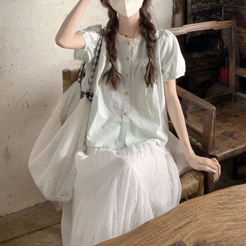 Kemeja Sambungan Renda Modis P - Summer Clothing In French ulasan dan harga