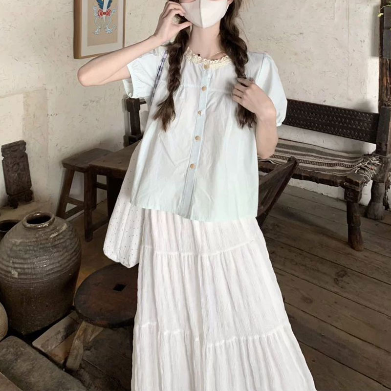 Kemeja Sambungan Renda Modis P - Summer Clothing In French ulasan dan harga